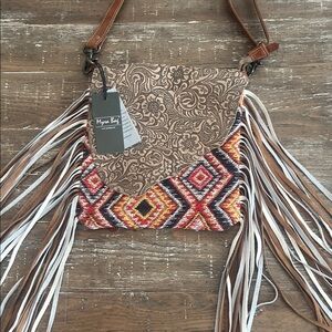 Myra Bag Boho Patterned Crossbody with Fringe